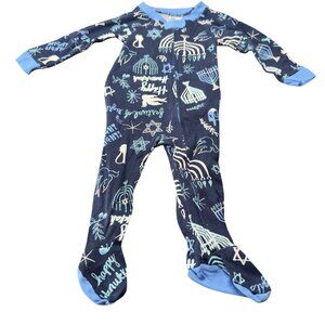 Hanukkah 6-9 Month Baby Footed Pajama Sleepwear Long Sleeve Blue New Without Tag